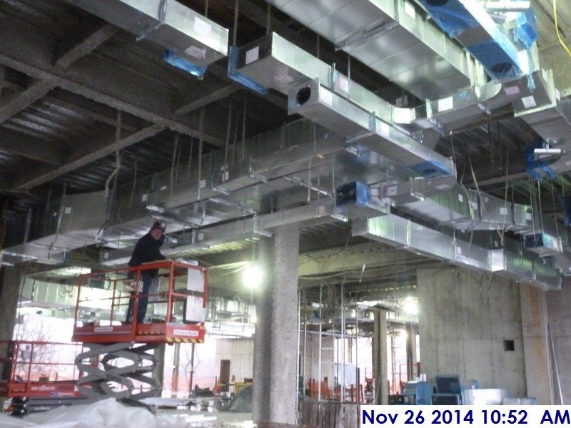 Installing ductwork fitters at the 2nd floor Facing North